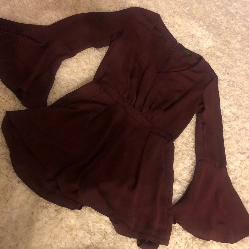 Maroon River Island Bell Sleeve Romper